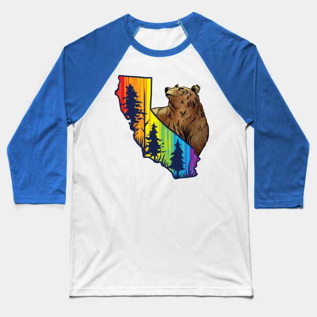 California Pride Bear Baseball T-Shirt by Manfish Inc.